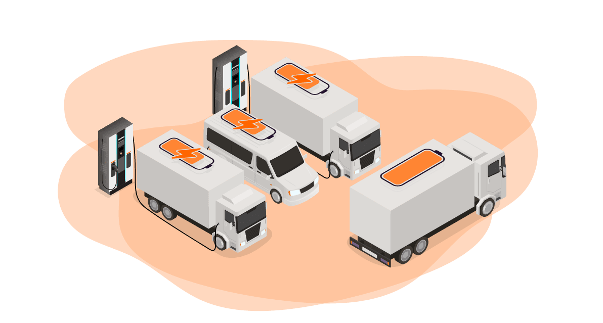 blog - four trucks charging - simultaneous charging - ev fleet charging infrastructure - fleet electric vehicle charging solutions - fast charging station - high powered ev charging station for fleets - learn more about how to electrifying fleets - we solve top Q&A for fleets