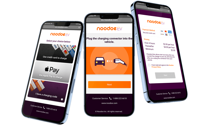 the best ev charger app - easy and friendly ev payment charging system with noodoe ev os - displayed on mobile phone mockup