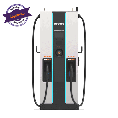 DC60 dual ccs1 noodoe ev dc charger - fast charging for ev - dcfc - dc fast charging - simultaneous charging - high power ev charging station - NACS - government fundings for electric vehicles charging stations - dc chargers approved for rebates and incentives - 60kw charger